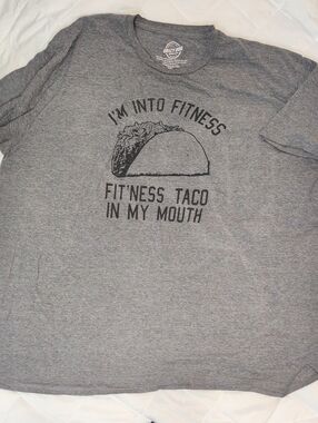 "Fitness Taco In My Mouth" Crazy Dog T-Shirts Gray Short Sleeve Tee